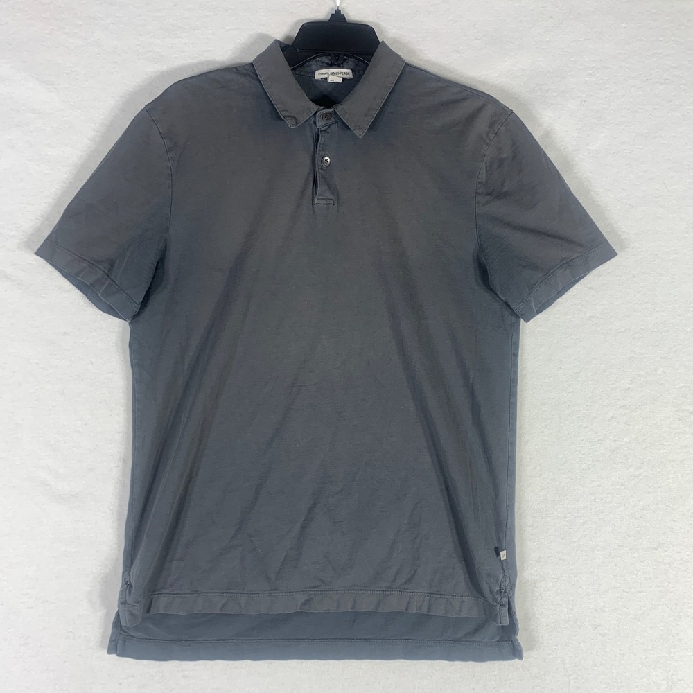 Standard James Perse Polo Shirt Mens Sz 1 Gray Cotton Sueded Jersey Made USA